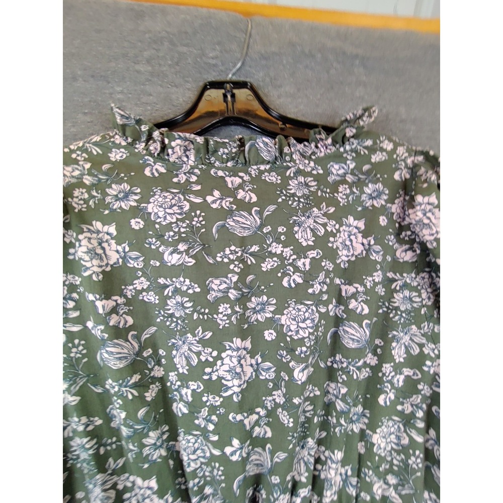 The Nines Womes Dress Small Green Floral Maxi Ruffle V Neck Prairie Cottage Core - Picture 10 of 10